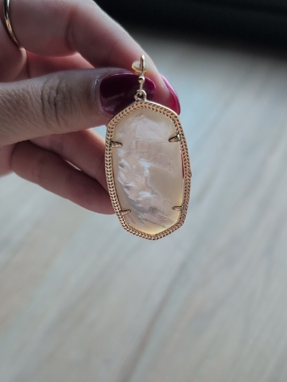 Kendra Scott Irregular Mother-of-Pearl Drop Earrings - Iridescent White - Picture 4 of 4